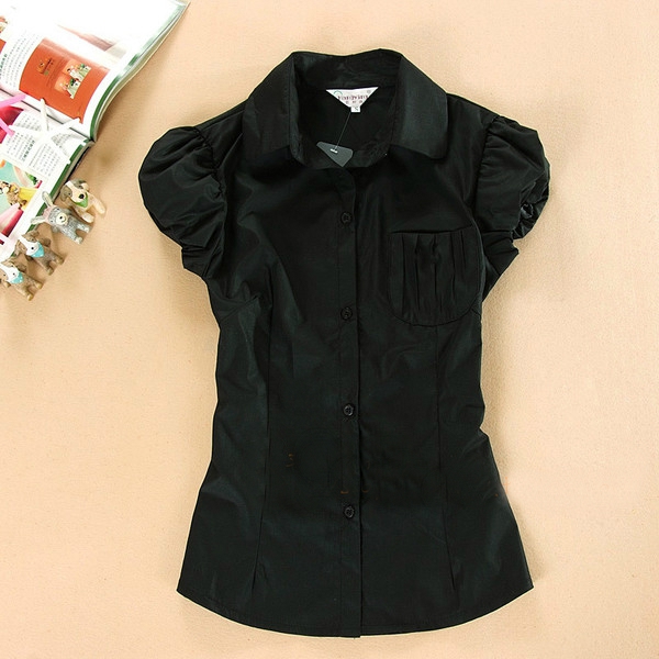 Дамски летни ризи с къс ръкав тип слим изработени от памук  2 модела 