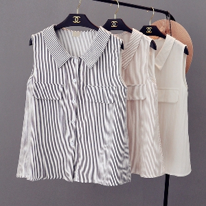 Дамски ризи без ръкав в бял и сив цвят - три модела