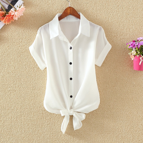 Οι γυναίκες το καλοκαίρι πουκάμισα σιφόν δύο μοντέλα με ρίγες και χωρίς ρίγες.