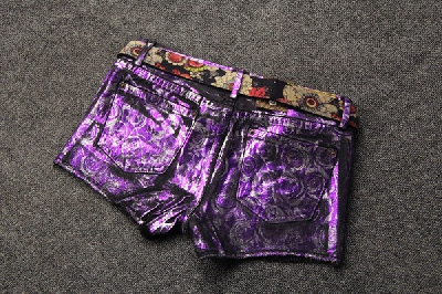 Дамски цветни дънкови шорти  тънки къси панталони 