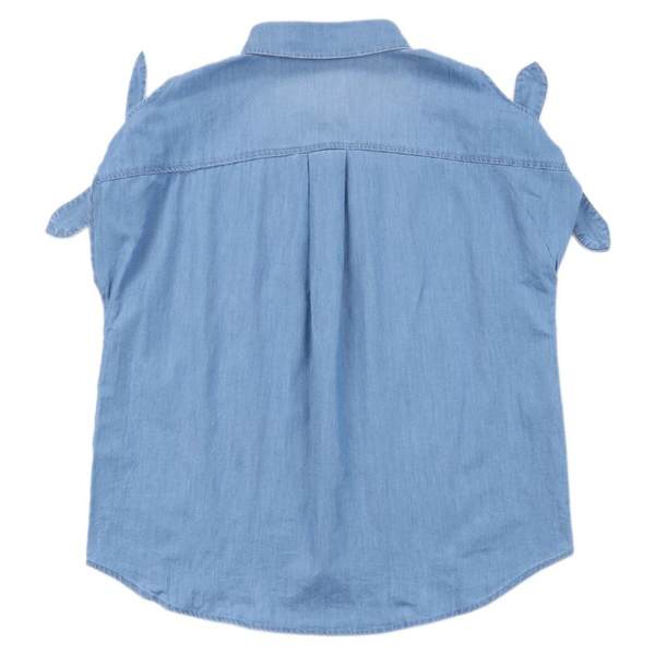 Дамски дълги памучни пролетни, летни и есенни дънкови ризи с къс ръкав, светъл и тъмен деним