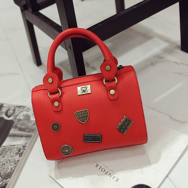 Дамски чанти от изкуствена кожа в сив,черен,червен и розов цвят - 5 модела 