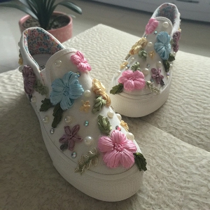 Παπούτσια με loafers κεντημένα λουλούδια χειροποίητα γυναικεία