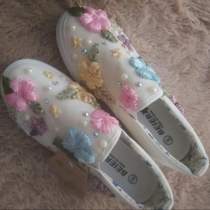 Παπούτσια με loafers κεντημένα λουλούδια χειροποίητα γυναικεία