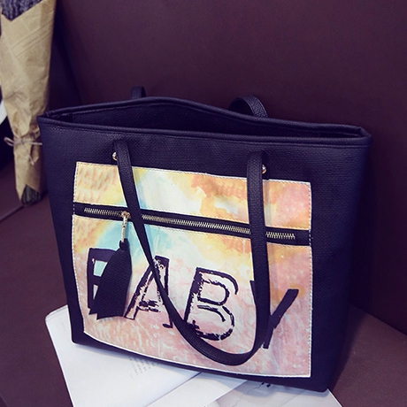 Дамска чанта BABY с голяма дръжка в черен, розов и сив цвят, подходяща за пътуване или всеки ден