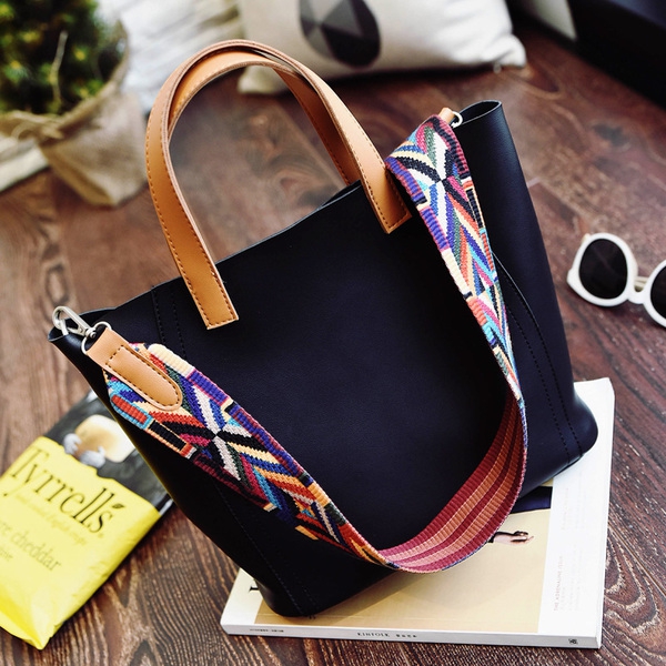 Дамска чанта 2 в 1 : голяма чанта с къса дръжка и малка чанта с къса дръжка в различни цветове