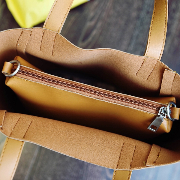 Дамска чанта 2 в 1 : голяма чанта с къса дръжка и малка чанта с къса дръжка в различни цветове