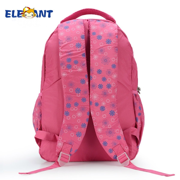 Детска розова с цветя раница за училище с размери 43*30*15 подходяща за момичета в начално и основно училище