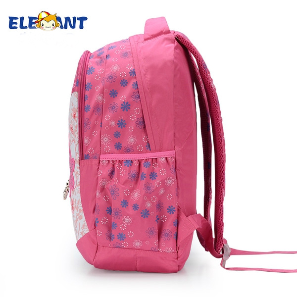 Детска розова с цветя раница за училище с размери 43*30*15 подходяща за момичета в начално и основно училище