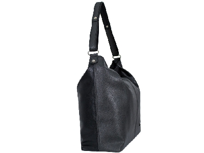 Дамска черна чанта от еко кожа комбиниран модел черно/тъмносив обкова е в сребрист цвят