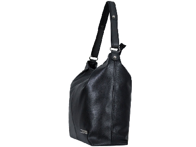 Γυναικεία μαύρη δερμάτινη τσάντα σε συνδυασμό μοντέλο μαύρο / γκρι επικάλυψη από ασήμι
