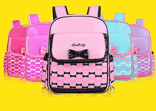 Детски ученически раници за момчета и момичета розови, сини, зелени с панделка за начално и основно училище 