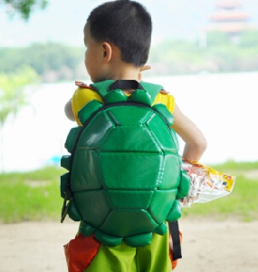 Παιδικό σακίδιο εφέ 3D κέλυφος ninja στο πράσινο για τα παιδιά από 3 μέχρι 7 ετών