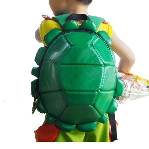 Детска раница 3D ефект черупка НИНДЖА, в зелен цвят за деца от 3 до 7 години