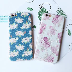 Дамски телефонни кейсове за iPhone 6/6s и iPhone 6p/6sp в бял и син модел с цветя