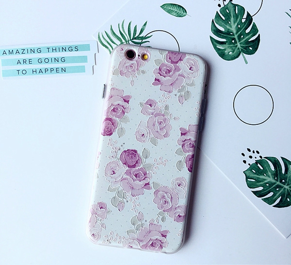 Дамски телефонни кейсове за iPhone 6/6s и iPhone 6p/6sp в бял и син модел с цветя