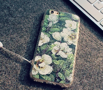 Θήκες τηλέφωνο για το iPhone 6 συν κατάλληλο για κυρίες σε πράσινο και μαύρο μοτίβο με λουλούδια