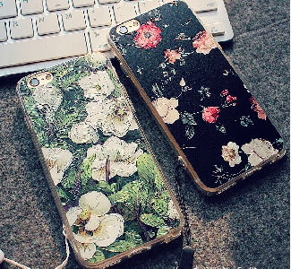 Θήκες τηλέφωνο για το iPhone 6 συν κατάλληλο για κυρίες σε πράσινο και μαύρο μοτίβο με λουλούδια