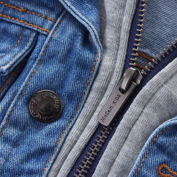 Детски дънков есенен и пролетен елек с качулка за момчета размери за малки и големи деца