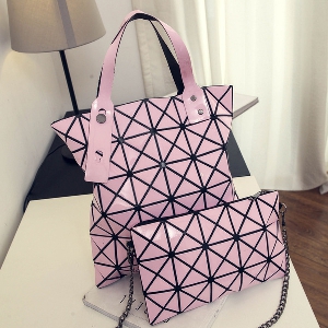 Дамски чанти комплект малка и голяма чанта, качествена изработка в различни цветове и фигури на триъгълничета