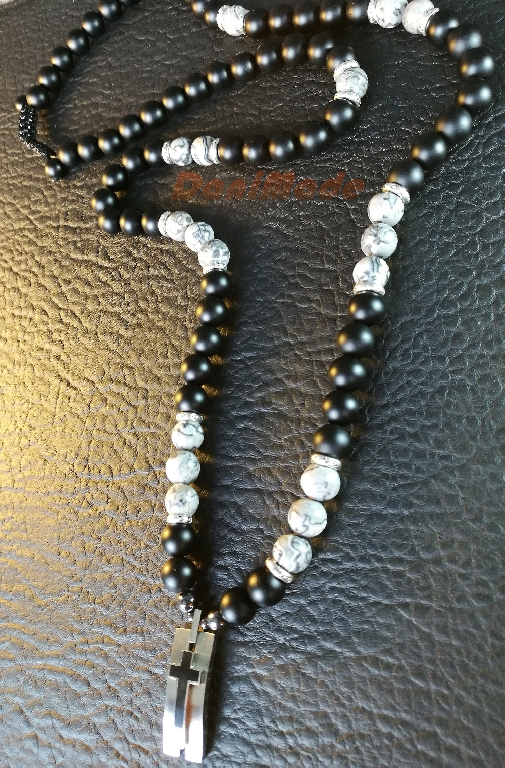 Мъжки гердан от естествени камъни Оникс и Яспис - DM-1030