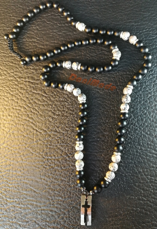 Мъжки гердан от естествени камъни Оникс и Яспис - DM-1030