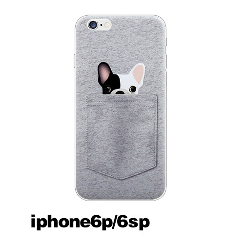 TPU кейс за телефон iPhone 5/5s iphone 6p/6sp iPhone 6/6s с френски булдог в сив и червен модел