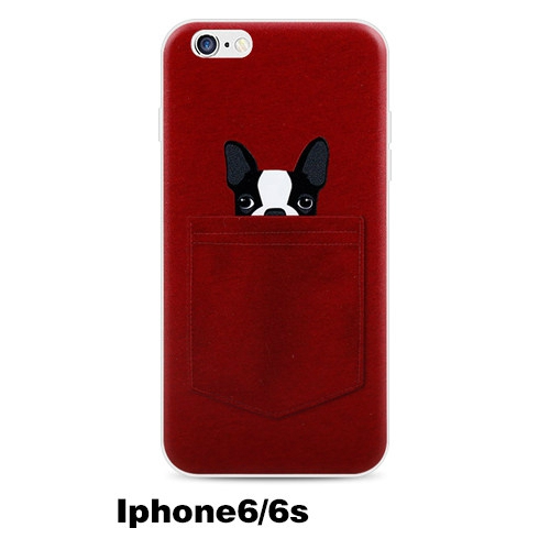 TPU кейс за телефон iPhone 5/5s iphone 6p/6sp iPhone 6/6s с френски булдог в сив и червен модел
