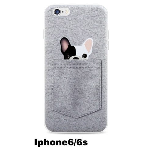 TPU кейс за телефон iPhone 5/5s iphone 6p/6sp iPhone 6/6s с френски булдог в сив и червен модел