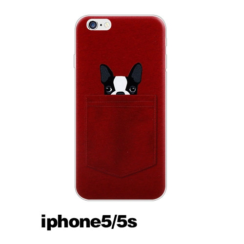 TPU кейс за телефон iPhone 5/5s iphone 6p/6sp iPhone 6/6s с френски булдог в сив и червен модел