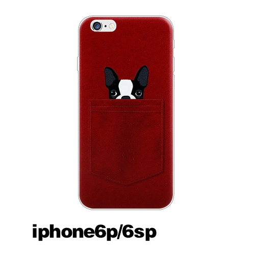TPU кейс за телефон iPhone 5/5s iphone 6p/6sp iPhone 6/6s с френски булдог в сив и червен модел