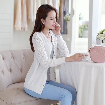 Дамска жилетка пролетно-есенна с дълъг ръкав с копчета