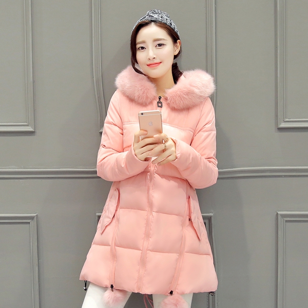 Дебело дамско зимно яке с пух и звезда на гърба - 5 цветови модела