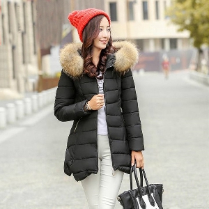 Дамски уникални дълги цветни зимни якета със свалящ се пух