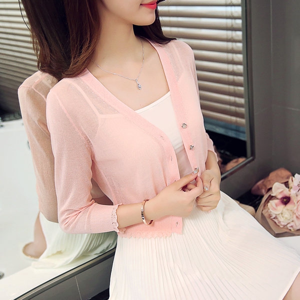 Γυναικεία ζακέτα με σχήμα V μπλε, λευκό, μοβ, ροζ, μαύρο, κίτρινο και πράσινο μοτίβο