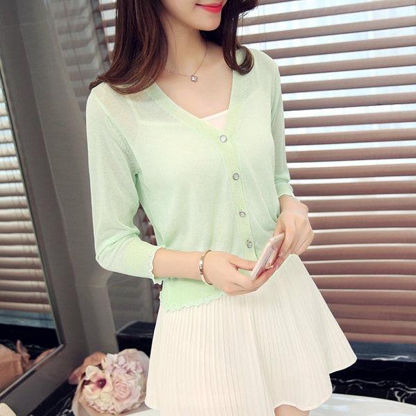 Γυναικεία ζακέτα με σχήμα V μπλε, λευκό, μοβ, ροζ, μαύρο, κίτρινο και πράσινο μοτίβο