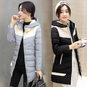 μοντέρνο σακάκι χειμώνα λεπτό εποχή των Γυναικών το 2016 και το 2017 με κουκούλα και μακριά φρέσκα μοντέλα σε συνδυασμό πρότυπα 