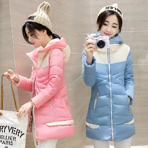 μοντέρνο σακάκι χειμώνα λεπτό εποχή των Γυναικών το 2016 και το 2017 με κουκούλα και μακριά φρέσκα μοντέλα σε συνδυασμό πρότυπα 