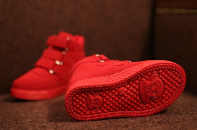 Νέα αθλητικά παπούτσια για το θινόπωρο για κορίτσια και αγόρια, σουέτ σε κόκκινο χρώμα 