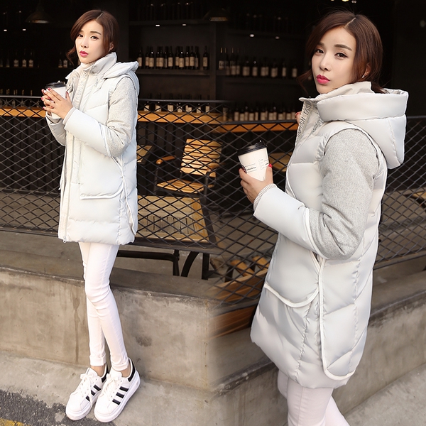 Дамски дебели дълги зимни якета  в сив и черен цвят