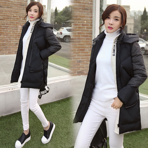 Дамски дебели дълги зимни якета  в сив и черен цвят