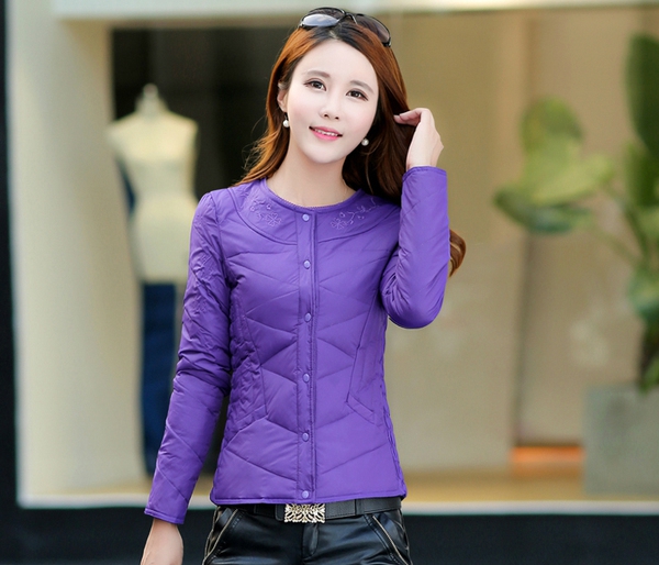 Дамски къси зимни якета тип слим без качулка в 5 цветови модела