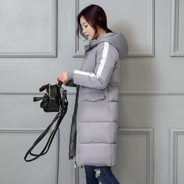 Дамско зимно дебело и дълго подплатено яке с качулка розово, черно, розово