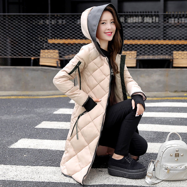 Дамски зимни якета с качулка памучни дъбели и дълги от изкуствена кожа сиви, черни, зелени, кафяви