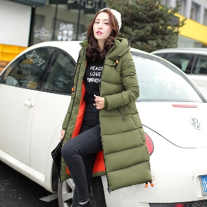 Дамски дълго и широко елегантно модерно дамско зимно топло памучно яке с качулка червено, зелено, сиво, черно