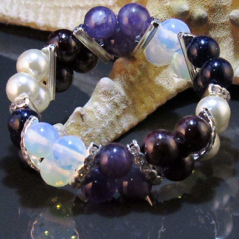 Дамска двойна гривна от естествени камъни - DM-2216