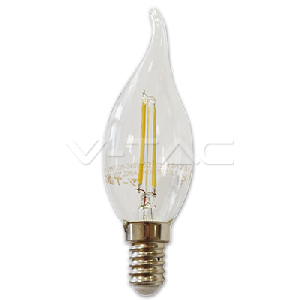 LED Крушка - 2W Filament E14 Кендъл Пламък Топло Бяла Светлина