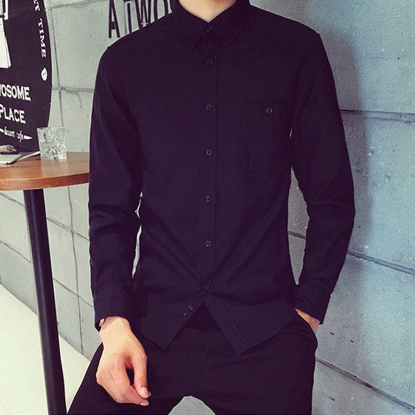 Мъжка риза с дълги ръкави - бял, син, сив, розов, зелен, черен цвят . 