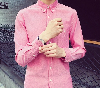 Мъжка риза с дълги ръкави - бял, син, сив, розов, зелен, черен цвят . 