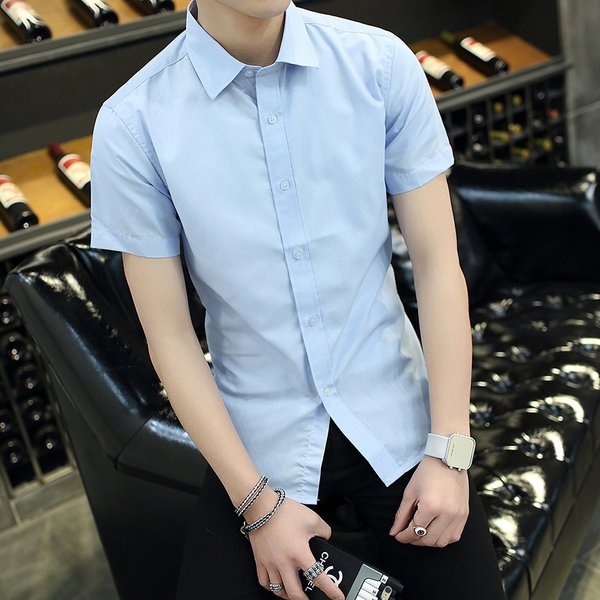 Лятна памучна риза с къс ръкав